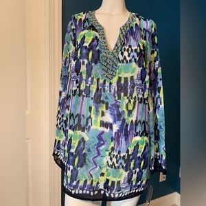 Valerie Stevens New Sheer Tunic Top Blouse Coverup S Small NWT